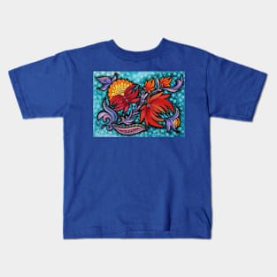 Red Flowers Watercolor Illustration Kids T-Shirt